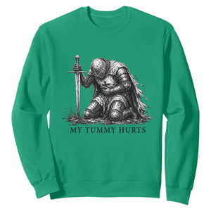 Tummy Hurts Funny Medieval Knight Sweatshirt Dark Fantasy Meme