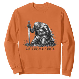 Tummy Hurts Funny Medieval Knight Sweatshirt Dark Fantasy Meme