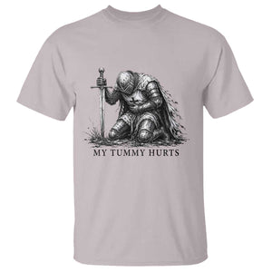 Tummy Hurts Funny Medieval Knight T Shirt Dark Fantasy Meme