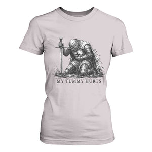 Tummy Hurts Funny Medieval Knight T Shirt For Women Dark Fantasy Meme