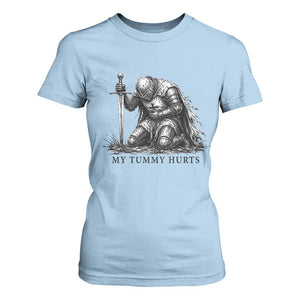 Tummy Hurts Funny Medieval Knight T Shirt For Women Dark Fantasy Meme