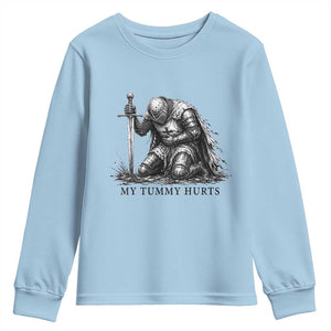 Tummy Hurts Funny Medieval Knight Youth Sweatshirt Dark Fantasy Meme
