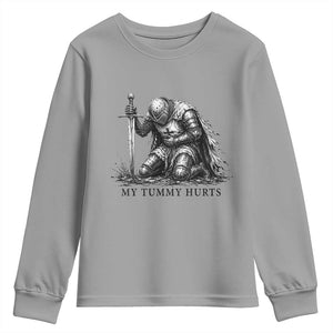 Tummy Hurts Funny Medieval Knight Youth Sweatshirt Dark Fantasy Meme