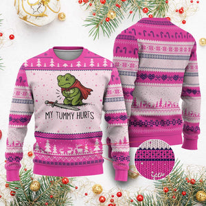Tummy Hurts Funny Medieval Frog Ugly Christmas Sweater Dark Fantasy Meme