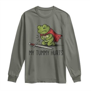 Tummy Hurts Funny Medieval Frog Long Sleeve Shirt Dark Fantasy Meme