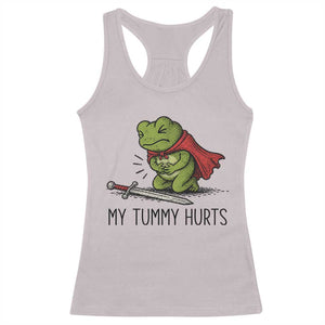 Tummy Hurts Funny Medieval Frog Racerback Tank Top Dark Fantasy Meme