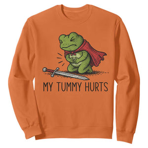 Tummy Hurts Funny Medieval Frog Sweatshirt Dark Fantasy Meme
