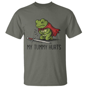 Tummy Hurts Funny Medieval Frog T Shirt Dark Fantasy Meme