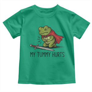 Tummy Hurts Funny Medieval Frog Toddler T Shirt Dark Fantasy Meme