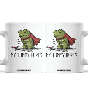 Tummy Hurts Funny Medieval Frog Coffee Mug Dark Fantasy Meme