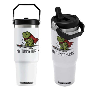 Tummy Hurts Funny Medieval Frog Flip Straw Tumbler Dark Fantasy Meme