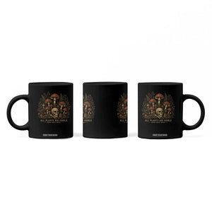 All Plants Are Edible Some Only Once Coffee Mug Vintage Mushroom Skull Gothic Plant Lover