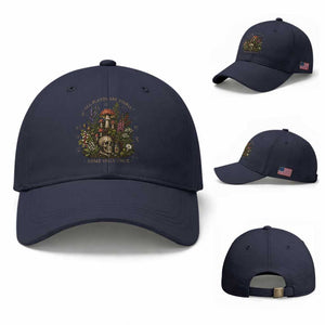 All Plants Are Edible Some Only Once Baseball Cap Vintage Botanical Mushroom Skull Gothic Plant Lover TS10 Baseball Cap Universal Fit Navy Print Your Wear