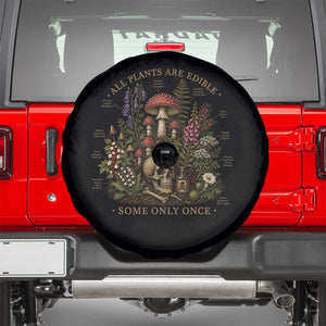 All Plants Are Edible Some Only Once Spare Tire Cover Vintage Botanical Mushroom Skull Gothic Plant Lover