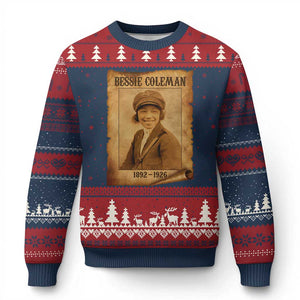 Bessie Coleman First African American Female Pilot Ugly Christmas Sweater Black History TS10 Navy Red Print Your Wear