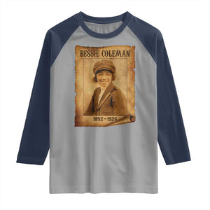 Bessie Coleman First African American Female Pilot Raglan Shirt Black History TS10 Sport Gray Navy Print Your Wear