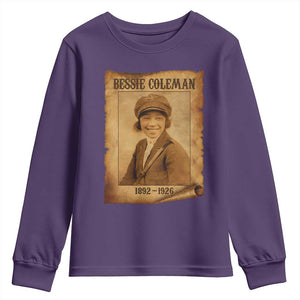 Bessie Coleman First African American Female Pilot Youth Sweatshirt Black History TS10 Purple Print Your Wear