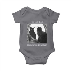 Funny Cat Baby Onesie I Do Not Think Therefore I Do Not Am Goth Emo Grunge Witchy TS10 Charcoal Print Your Wear