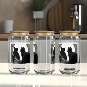 Funny Cat Glass Can I Do Not Think Therefore I Do Not Am Goth Emo Grunge Witchy TS10 Print Your Wear