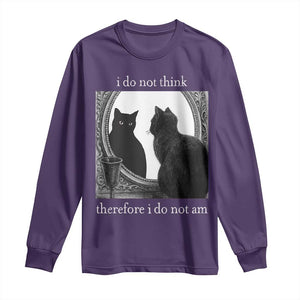 Funny Cat Long Sleeve Shirt I Do Not Think Therefore I Do Not Am Goth Emo Grunge Witchy TS10 Purple Print Your Wear