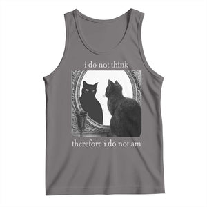 Funny Cat Tank Top I Do Not Think Therefore I Do Not Am Goth Emo Grunge Witchy TS10 Deep Heather Print Your Wear