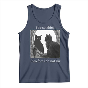 Funny Cat Tank Top I Do Not Think Therefore I Do Not Am Goth Emo Grunge Witchy TS10 Navy Print Your Wear