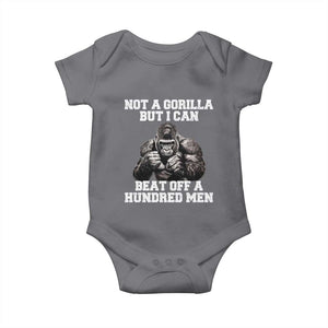 Funny Internet Meme Baby Onesie Not A Gorilla But I Can Beat Off 100 Men TS10 Charcoal Print Your Wear