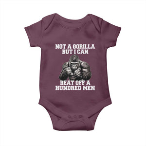 Funny Internet Meme Baby Onesie Not A Gorilla But I Can Beat Off 100 Men TS10 Maroon Print Your Wear