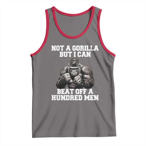 Funny Internet Meme Tank Top Not A Gorilla But I Can Beat Off 100 Men TS10 Deep Heather Red Print Your Wear