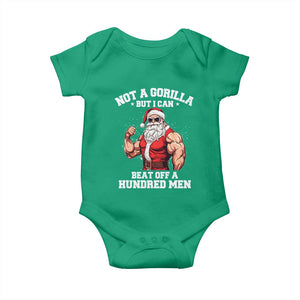 Funny Muscle Santa Baby Onesie Not A Gorilla But I Can Beat Off 100 Men Bodybuilder Christmas TS10 Irish Green Print Your Wear
