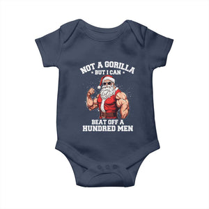 Funny Muscle Santa Baby Onesie Not A Gorilla But I Can Beat Off 100 Men Bodybuilder Christmas TS10 Navy Print Your Wear