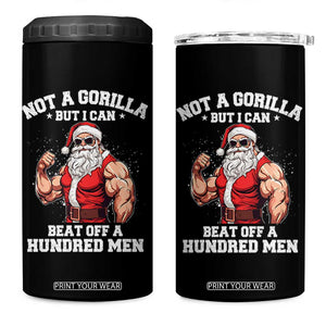 Funny Muscle Santa 4 in 1 Can Cooler Tumbler Not A Gorilla But I Can Beat Off 100 Men Bodybuilder Christmas TS10 One Size: 16 oz Black Print Your Wear
