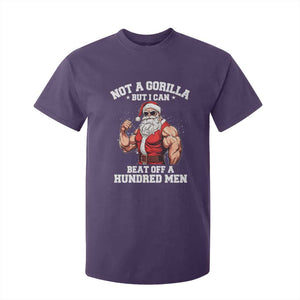 Funny Muscle Santa T Shirt For Kid Not A Gorilla But I Can Beat Off 100 Men Bodybuilder Christmas TS10 Purple Print Your Wear