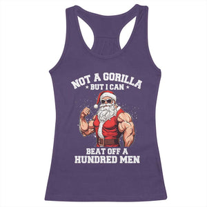 Funny Muscle Santa Racerback Tank Top Not A Gorilla But I Can Beat Off 100 Men Bodybuilder Christmas TS10 Purple Print Your Wear