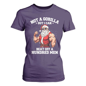 Funny Muscle Santa T Shirt For Women Not A Gorilla But I Can Beat Off 100 Men Bodybuilder Christmas TS10 Purple Print Your Wear