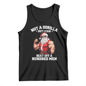 Funny Muscle Santa Tank Top Not A Gorilla But I Can Beat Off 100 Men Bodybuilder Christmas TS10 Black Print Your Wear