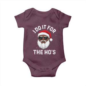 I Do It For The Hos Black Santa Christmas Baby Onesie Funny Inappropriate Rude Santa TS10 Maroon Print Your Wear