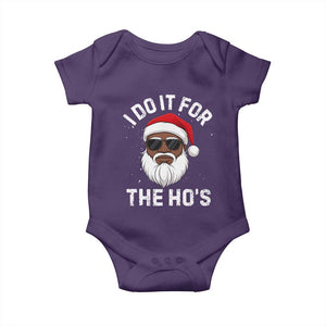 I Do It For The Hos Black Santa Christmas Baby Onesie Funny Inappropriate Rude Santa TS10 Purple Print Your Wear