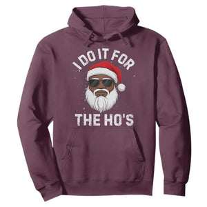 I Do It For The Hos Black Santa Christmas Hoodie Funny Inappropriate Rude Santa - Print Your Wear