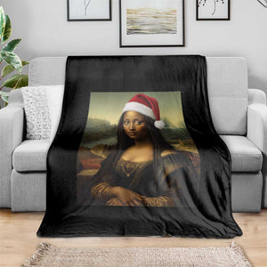 Funny Black Christmas Throw Blanket Vintage Mona Lisa Afro Santa Da Vinci Xmas TS10 Print Your Wear