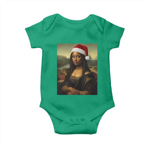 Funny Black Christmas Baby Onesie Vintage Mona Lisa Afro Santa Da Vinci Xmas TS10 Irish Green Print Your Wear