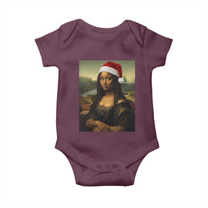 Funny Black Christmas Baby Onesie Vintage Mona Lisa Afro Santa Da Vinci Xmas TS10 Maroon Print Your Wear