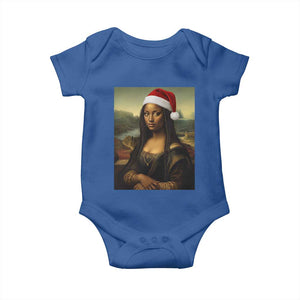 Funny Black Christmas Baby Onesie Vintage Mona Lisa Afro Santa Da Vinci Xmas TS10 Royal Blue Print Your Wear