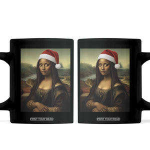 Funny Black Christmas Coffee Mug Vintage Mona Lisa Afro Santa Da Vinci Xmas - Print Your Wear