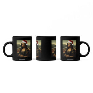 Funny Black Christmas Coffee Mug Vintage Mona Lisa Afro Santa Da Vinci Xmas - Print Your Wear