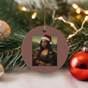 Funny Black Christmas Ceramic Ornament Vintage Mona Lisa Afro Santa Da Vinci Xmas TS10 1pc Mocha Print Your Wear