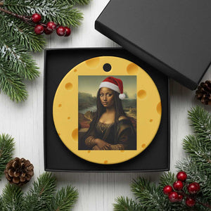 Funny Black Christmas Ceramic Ornament Vintage Mona Lisa Afro Santa Da Vinci Xmas TS10 1pc Yellow Cheese Print Your Wear
