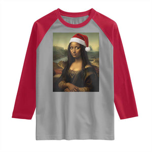 Funny Black Christmas Raglan Shirt Vintage Mona Lisa Afro Santa Da Vinci Xmas TS10 Sport Gray Red Print Your Wear