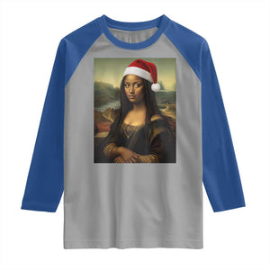 Funny Black Christmas Raglan Shirt Vintage Mona Lisa Afro Santa Da Vinci Xmas TS10 Sport Gray Royal Print Your Wear