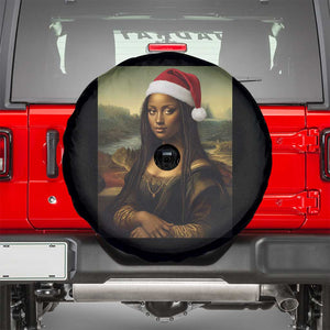 Funny Black Christmas Spare Tire Cover Vintage Mona Lisa Afro Santa Da Vinci Xmas TS10 Black Print Your Wear